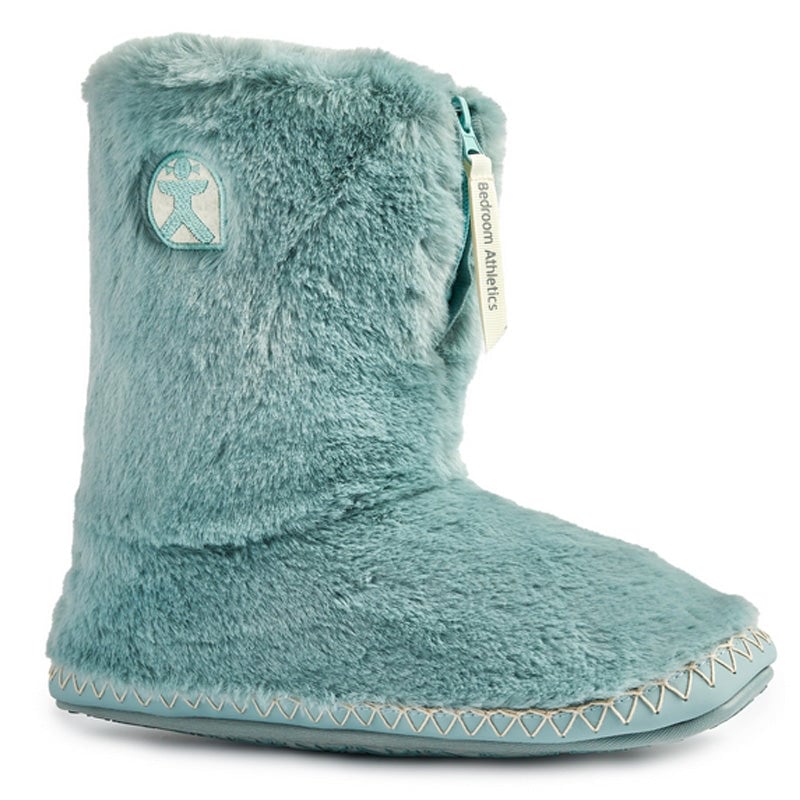 Marilyn Faux Fur Slipper Boots in Seafoam